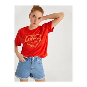 Koton Printed T-Shirt Crew Neck Short Sleeve