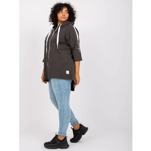 Khaki plus size sweatshirt with Miley appliqué on the sleeves
