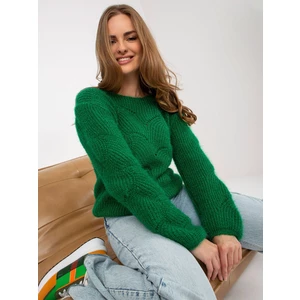 Dark green openwork classic sweater with OCH BELLA wool