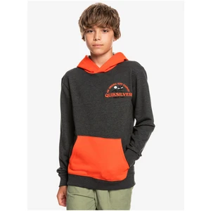 Orange-Grey Boys Brindle Hoodie Quiksilver Open Spot - Boys