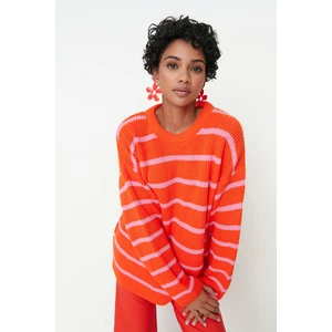 Trendyol Orange Striped Knitwear Sweater