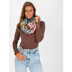 Beige cotton scarf with patterns
