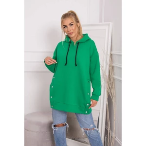 Insulated sweatshirt with snap studs light green