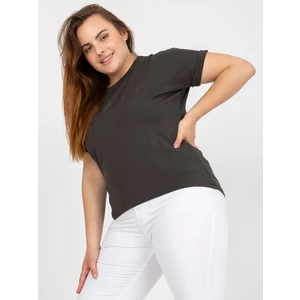 Asymmetrical khaki cotton t-shirt larger size