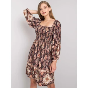 Dark brown patterned dress by Hayley OH BELLA