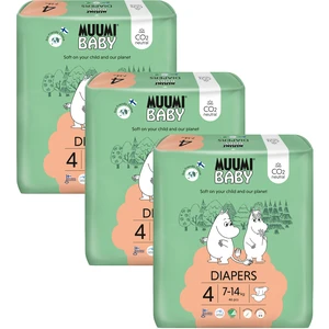 MUUMI Baby 4 Maxi 7-14 kg (138 ks), měsíční balení eko plen