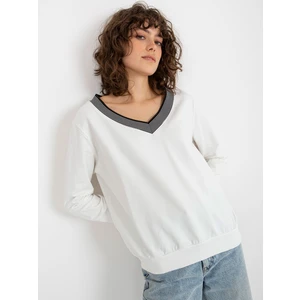 Women's cotton blouse with neckline - ecru