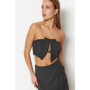 Trendyol Crop Top - Gray - Plain