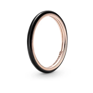 Pandora Minimalistický bronzový prsteň s čiernym smaltom Rose 189655C01 52 mm