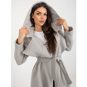 Grey lady's tracksuit coat with belt