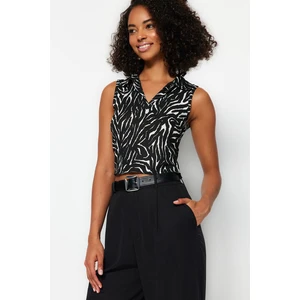 Trendyol Multi-colored Polo Neck Corduroy Knitted Blouse