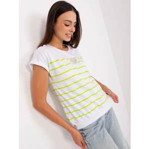 White and light green blouse with short sleeves