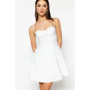 Trendyol Bridal Evening Dress in Ecru with Open Waist/Skater Lined Woven Bridal Evening Dress