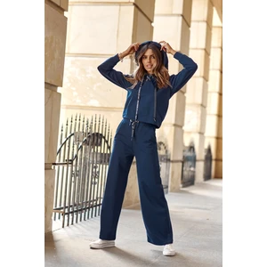 Women's sports set, dark blue sweatshirt and trousers