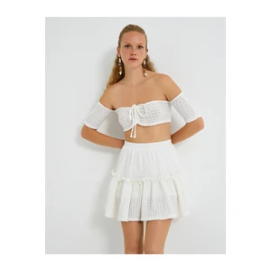 Koton Women's Elastic Waist and Ruffle Mini Skirt