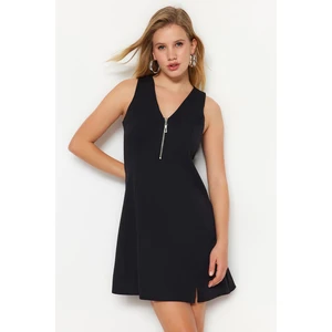 Trendyol Black Mini Weave Zipper Collar Opening Mini Dress