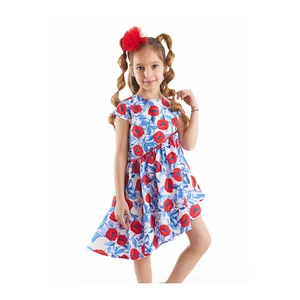 Mushi Poppy Floral 100% Cotton Woven Poplin Girls' Red Dress