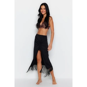 Trendyol Black Maxi Knitted Skirt With Tassels