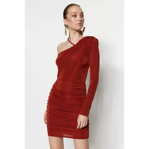 Trendyol Brown Knitted Evening Dress
