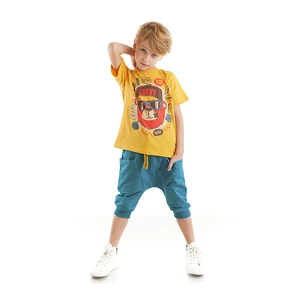 Denokids Lucky Bear Boys Yellow T-shirt Capri Shorts Summer Suite