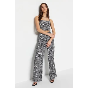 Trendyol Black Weave Animal Pattern Trousers