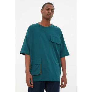 Trendyol Oil Men Oversize Fit Short Sleeve Crew Neck Bellows Pocket T-Shirt