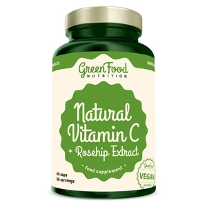 GREENFOOD NUTRITION Natural vitamin C + extrakt ze šípků 60 kapslí