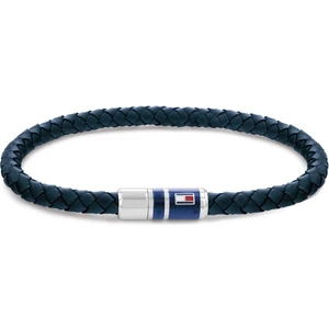Tommy Hilfiger Tmavě modrý kožený náramek s ocelovým zapínáním 2790294