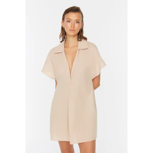 Trendyol Beige Linen Look Beach Dress