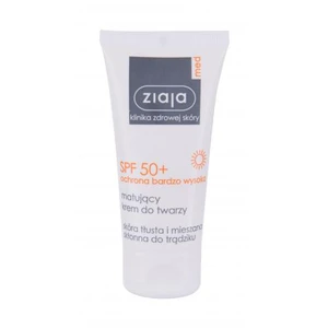 Ziaja Med Protecting UVA + UVB zmatňujúci opaľovací krém na tvár SPF 50+ 50 ml