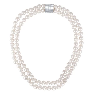 JwL Luxury Pearls Dvojitý náhrdelník z pravých bielych perál JL0656