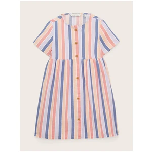 Orange-Blue Girl Striped Dress Tom Tailor - Girls