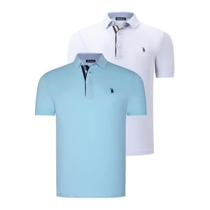 DUAL SET T8582 DEWBERRY MENS T-SHIRT-WHITE-CYAN