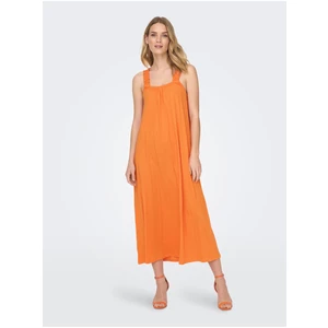 Oranžové dámske šaty LEN máj - ženy