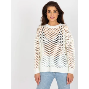 Ecru openwork summer sweater with the addition of wool