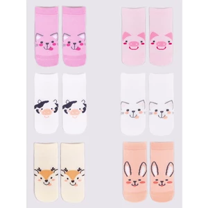 Yoclub Kids's Girls' Ankle Thin Cotton Socks Patterns Colours 6-Pack SKS-0072G-AA00-004