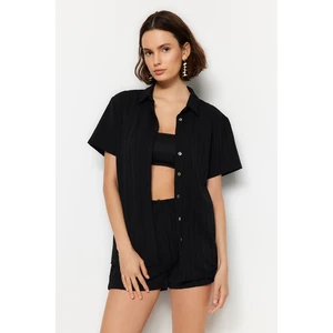 Trendyol Black Woven Shirt and Shorts Set