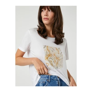 Koton Shiny Printed T-Shirt with Short Sleeves