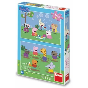 Puzzle 2x48 dílků Prasátko Peppa a kamarádi