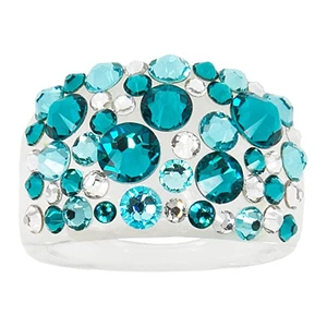 Levien Třpytivý prsten s krystaly Bubble Blue Zircon 59 mm