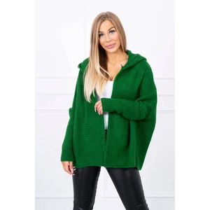 Hooded sweater with batwing sleeve green
