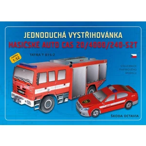 Jednoduchá vystřihovánka hasičské auto