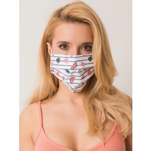 White and pink protective mask with print