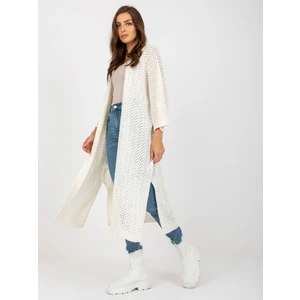 Ecru long openwork cardigan with wide sleeves OCH BELLA