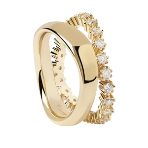 PDPAOLA Okouzlující pozlacený prsten s čirými zirkony MOTION Gold AN01-463 50 mm