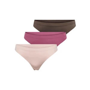 ONLY 3 PACK - dámská tanga ONLTRACY 15211630 Chicory Coffee + DRY ROSE + SEPIA ROSE XS