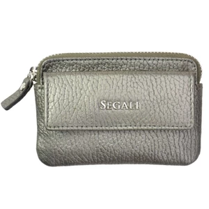 SEGALI Kožená mini peněženka-klíčenka 7483 A silver/gold