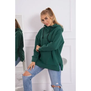 Insulated sweatshirt with zipper on the side dark green