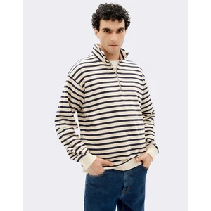 Thinking MU Navy Stripes Challenger Sweatshirt ECRU M
