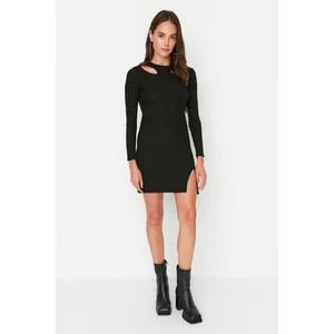 Trendyol Black Bodycon Ribbed Knitted Mini Dress